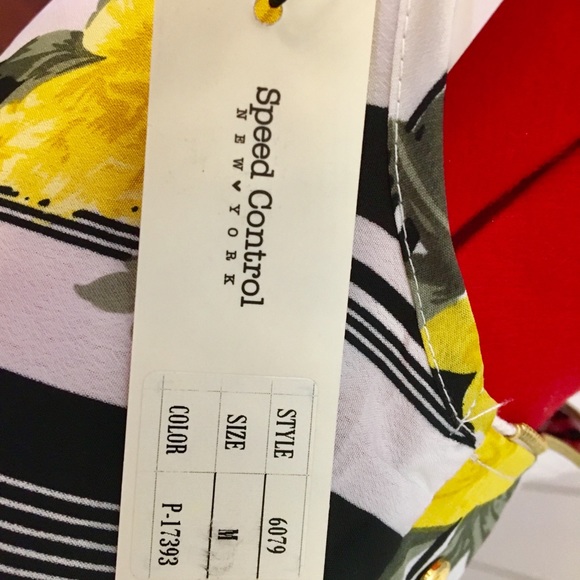 Paris Striped Summer Dress Yellow Roses Size M 8 - Picture 6 of 6